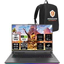 Asus Rog Strix G18 Intel Core I9 14900HX 8gb 256GB SSD RTX4070/8GB 240Hz 18" Qhd+ Fdos Taşınabilir Bilgisayar N6002 & Per4 Çanta N6002P301