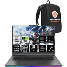 Asus Rog Strix Scar 18 Intel Core I9 14900HX 8gb 512GB SSD RTX4090/16GB 240Hz 18" Qhd+ W11H Taşınabilir Bilgisayar N6100 & Per4 Çanta N6100P342