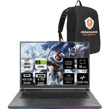 Asus Rog Strix Scar 18 Intel Core I9 14900HX 40GB 4tb SSD RTX4090/16GB 240Hz 18" Qhd+ Fdos Taşınabilir Bilgisayar N6100 & Per4 Çanta N6100P325