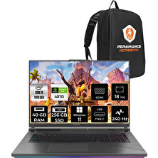 Asus Rog Strix G18 Intel Core I9 14900HX 40GB 256GB SSD RTX4070/8GB 240Hz 18" Qhd+ W11H Taşınabilir Bilgisayar N6002 & Per4 Çanta N6002P361