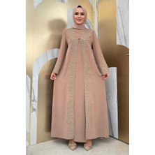 Bym Fashion Pul İşlemeli Yelekli Elbise Takım 8498 Vizon