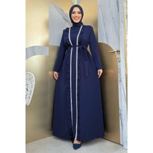 Bym Fashion Boydan Fırfırlı Yelekli Elbise Takım 8489 Lacivert