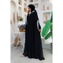 Bym Fashion Taş Işleme Detaylı Elbiseli Pelerin Takım 3875 Siyah