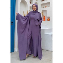 Bym Fashion Tulum ve Abaya İkili Takım ŞAL HEDİYE  8519 Lila