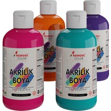 Red Rose Ara Renkler Akrilik Boya 4'lü Set 4X250GR Dekoratif, Hobi Amaçlı, Sanatsal, Canlı Renkler