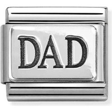 Nomination Composable Classic Dekoratif Link - Plakalar Oksitlenmiş - Baba - (63 Dad) 925 Gümüş