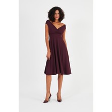 Alexander Gardi Kruvaze Yaka Kolsuz Elbise(B24-00198)