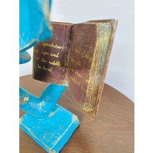Renkli Fırça Kitap Okuyan Çift Sevgili Polyester Biblo Hediyelik