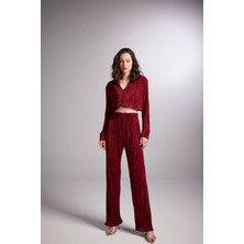 Holly Lolly Beli Lastikli Esnek Comfy Pantolon Bordo