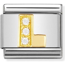 Nomination Composable Classic Dekoratif Link - Harfler Cz - L - (12 L) 18K Altın Zirkon