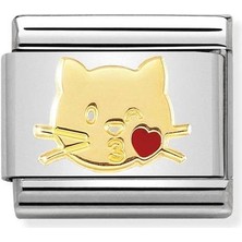 Nomination Composable Classic Dekoratif Link - Hayvanlar - Kedi Öpücüğü - (45 Cat Kiss) 18K Altın