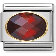 Nomination Composable Classic Dekoratif Link - Yüzey Işlemeli Oval - Kırmızı - (005 Red) 18K Altın