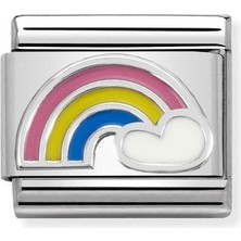 Nomination Composable Classic Dekoratif Link - Semboller - Gökkuşağı - (25 Rainbow) 925 Gümüş