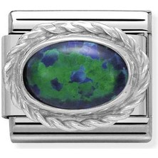 Nomination Composable Classic Dekoratif Link - Taşlar Oval - Yeşil Opal - (26 Green Opal) 925 Gümüş