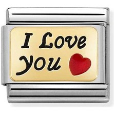 Nomination Composable Classic Dekoratif Link - Plakalar - Seni Seviyorum - (55 I Love You) 18K Altın