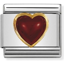 Nomination Composable Classic Dekoratif Link - Taşlar Kalpler - Kalp Akik - (04 Red Agate) 18K Altın