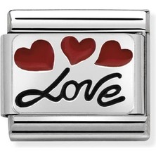 Nomination Composable Classic Dekoratif Link - Plakalar Oksitlenmiş - Italik ve Balonlarda Aşk -  925 Gümüş