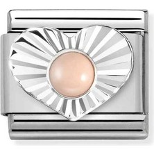 Nomination Composable Classic Dekoratif Link - Taşlar Kalp Elmas - Pembe Mercan -  925 Gümüş