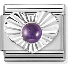 Nomination Composable Classic Dekoratif Link - Taşlar Kalp Elmas - Ametist - (35 Amethyst) 925 Gümüş