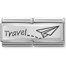 Nomination Composable Classic Dekoratif Link - Ikili Gravür - Seyahat - (09 Travel) 925 Gümüş