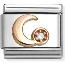 Nomination Composable Classic Dekoratif Link - Semboller - Beyaz Ay - (45 White Moon) 9k Rose Altın