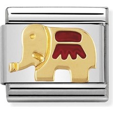 Nomination Composable Classic Dekoratif Link - Hayvanlar - Kırmızı Fil - (21 Red Elephant) 18K Altın