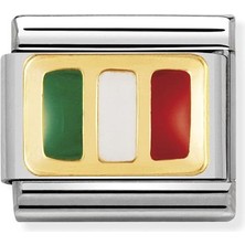 Nomination Composable Classic Dekoratif Link - Bayraklar Avrupa - Italya - (21 Italy) 18K Altın