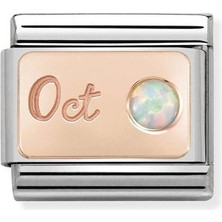 Nomination Composable Classic Dekoratif Link - Ay Taşları - Ekim Opal -  9k Rose Altın