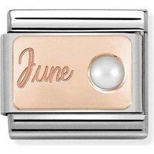 Nomination Composable Classic Dekoratif Link - Ay Taşları - Haziran Inci -  9k Rose Altın