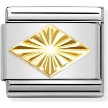 Nomination Composable Classic Dekoratif Link - Semboller - Elmas Kaplı Eşkenar Dörtgen -  18K Altın