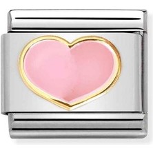 Nomination Composable Classic Dekoratif Link - Aşk - Pembe Kalp - (21 Pink Heart) 18K Altın