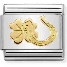 Nomination Composable Classic Dekoratif Link - Semboller - At Nalı ve Dört Yapraklı Yonca -  18K Altın