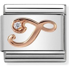 Nomination Composable Classic Dekoratif Link - Harfler - T - (20 T) 9k Rose Altın Zirkon