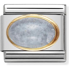 Nomination Composable Classic Dekoratif Link - Taşlar Oval - Akuamarin - (01 Aquamarıne) 18K Altın