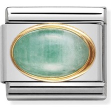 Nomination Composable Classic Dekoratif Link - Taşlar Oval - Zümrüt - (09 Emerald) 18K Altın