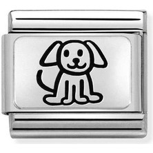 Nomination Composable Classic Dekoratif Link - Plakalar Oksitlenmiş - Köpek -  925 Gümüş