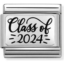 Nomination Composable Classic Dekoratif Link - Plakalar Oksitlenmiş - 2024 Sınıfı -  925 Gümüş
