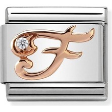 Nomination Composable Classic Dekoratif Link - Harfler - F - (06 F) 9k Rose Altın Zirkon