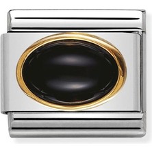 Nomination Composable Classic Dekoratif Link - Taşlar Oval - Siyah Akik - (02 Black Agate) 18K Altın