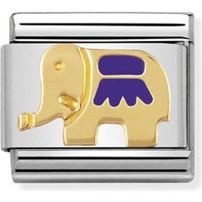 Nomination Composable Classic Dekoratif Link - Hayvanlar - Mor Fil - (26 Purple Elephant) 18K Altın