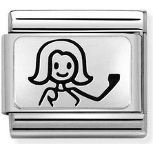 Nomination Composable Classic Dekoratif Link - Plakalar Oksitlenmiş - Anne - (46 Mum) 925 Gümüş