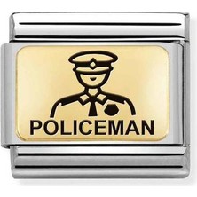 Nomination Composable Classic Dekoratif Link - Plakalar Mesajlar - Polis - (22 Policeman) 18K Altın