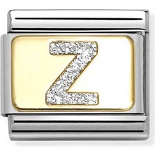 Nomination Composable Classic Dekoratif Link - Harfler Pırıltılı - Z - (26 Z) 18K Altın