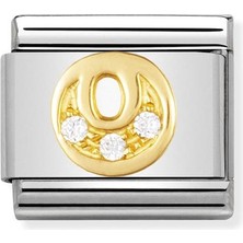 Nomination Composable Classic Dekoratif Link - Harfler Cz - O - (15 O) 18K Altın Zirkon