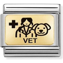 Nomination Composable Classic Dekoratif Link - Plakalar Mesajlar - Veteriner - (18 Vet) 18K Altın