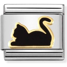 Nomination Composable Classic Dekoratif Link - Hayvanlar - Kara Kedi -  18K Altın