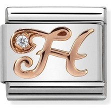 Nomination Composable Classic Dekoratif Link - Harfler - H - (08 H) 9k Rose Altın Zirkon