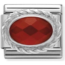 Nomination Composable Classic Dekoratif Link - Taşlar Oval - Kırmızı -  925 Gümüş