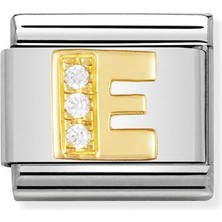 Nomination Composable Classic Dekoratif Link - Harfler Cz - E - (05 E) 18K Altın Zirkon