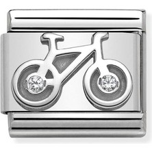 Nomination Composable Classic Dekoratif Link - Semboller - Bisiklet - (04 Bycicle) 925 Gümüş Zirkon